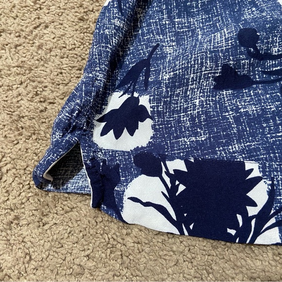 Boden Crop Top Women's US Plus Size 18 Short Sleeve Blouse Blue Floral Zipper - Picture 4 of 8